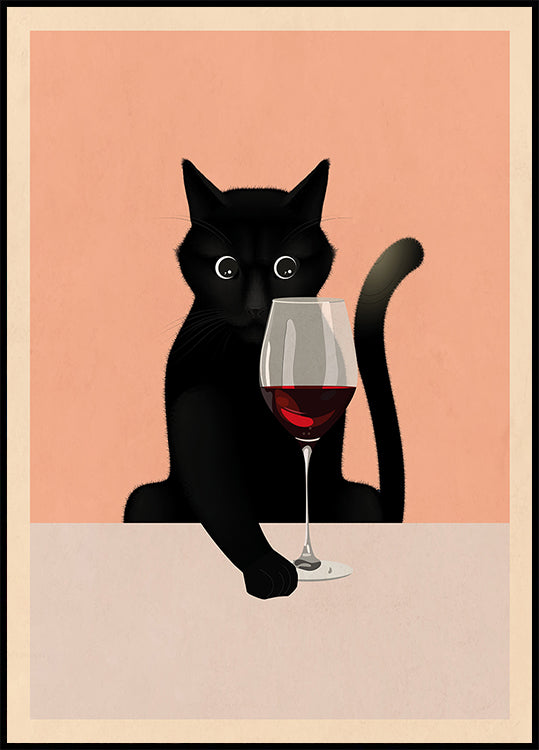 Cat ' Wine Poster