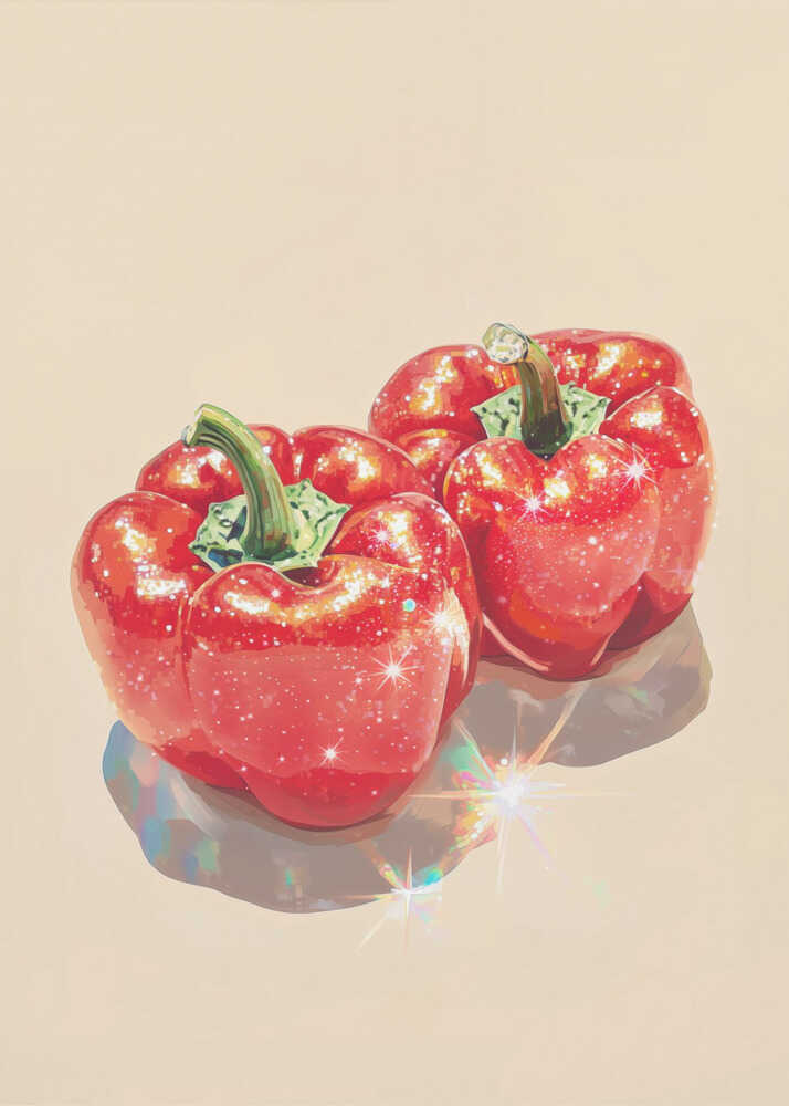 Sparkling Red Bell Peppers Poster
