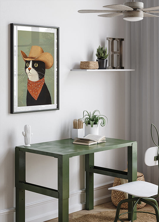 Cowboy Black Cat Poster