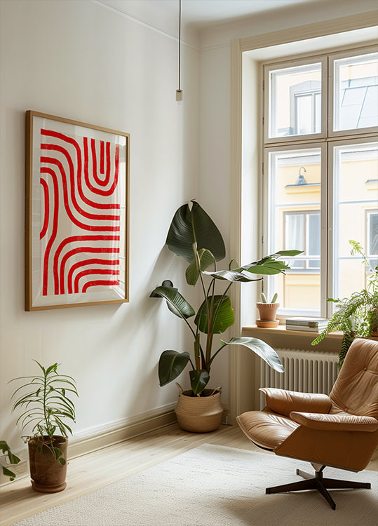 Red Modern Lines poster