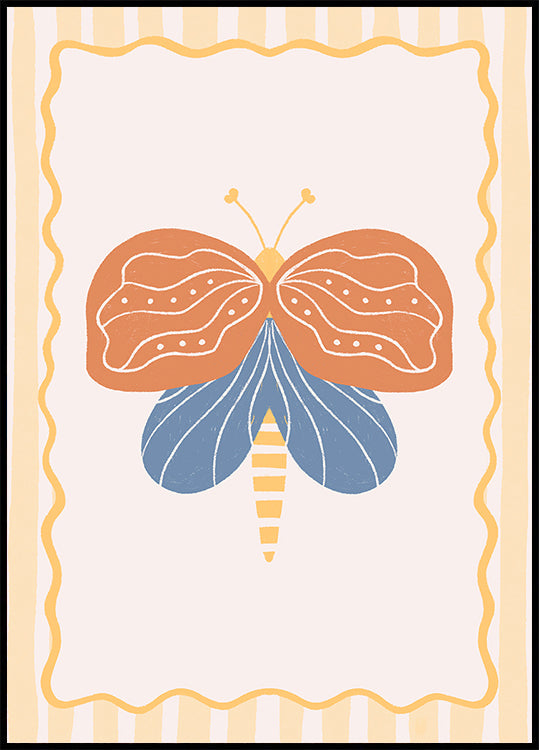 Blue Burnt Orange Moth Poster