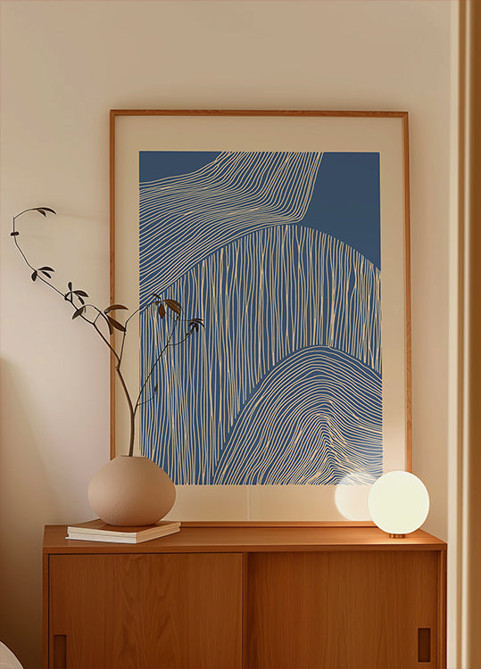Modern Blue Abstract Vertical Pattern Poster