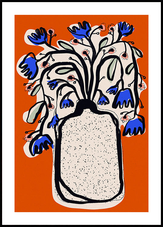 Blue Blossoms Vase Poster