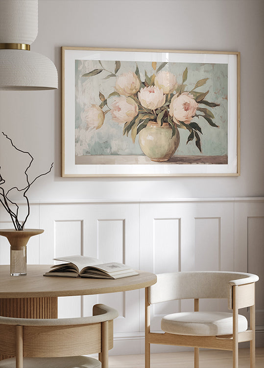 Peonies Flower Still Life Poster