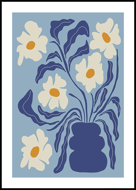 Blue moon flower-pot Poster