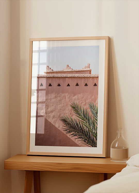 Palm and pink building Poster