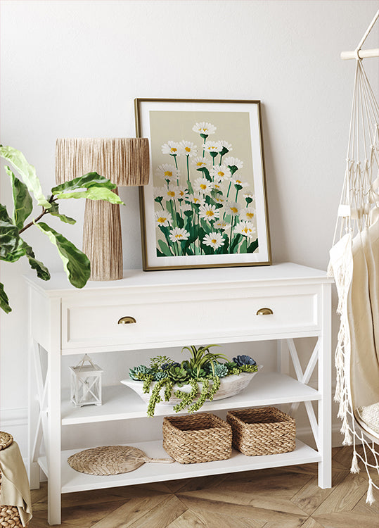 Daisy Meadow Morning Poster