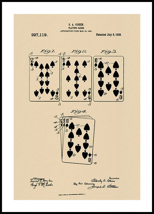 Playing Cards Patent 1909 Poster