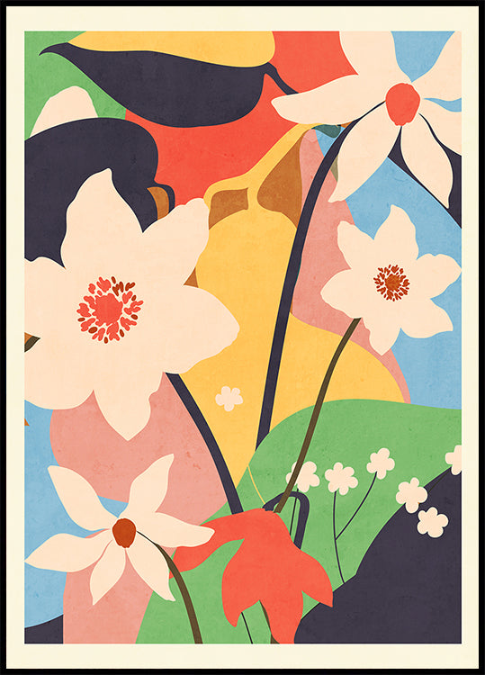 Abstract Art Landscape Flowers Poster
