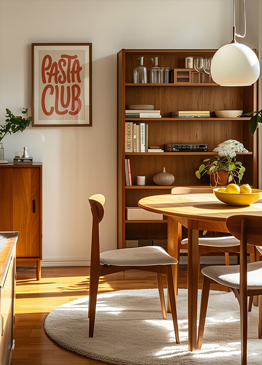 Retro Pasta Club Kitchen Typography Poster