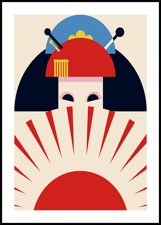 Geisha Girl Retro Minimalist Design Poster