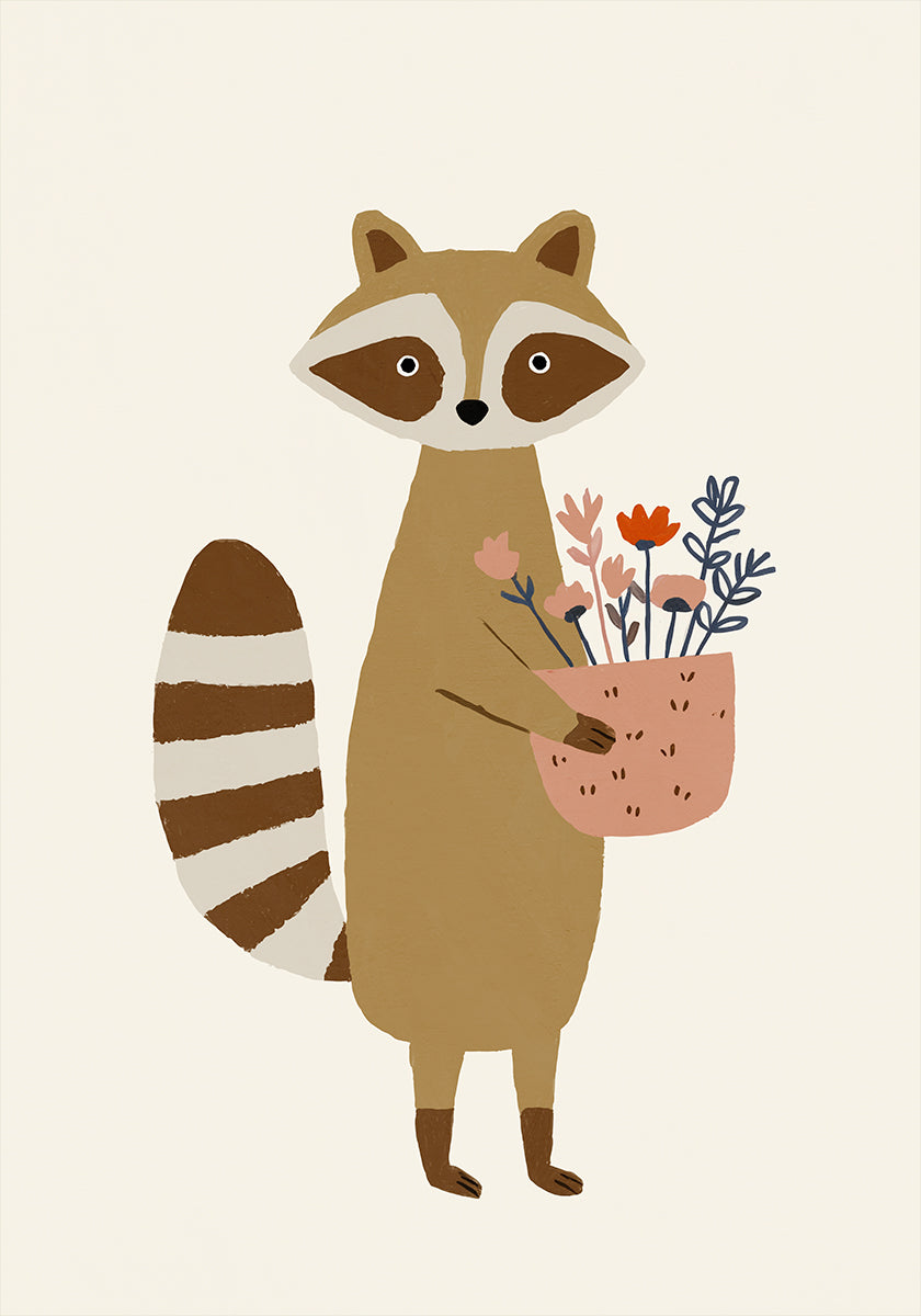 Raccoonwithflowers Poster