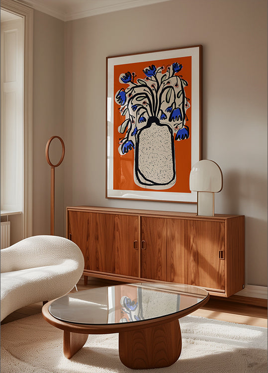 Blue Blossoms Vase Poster