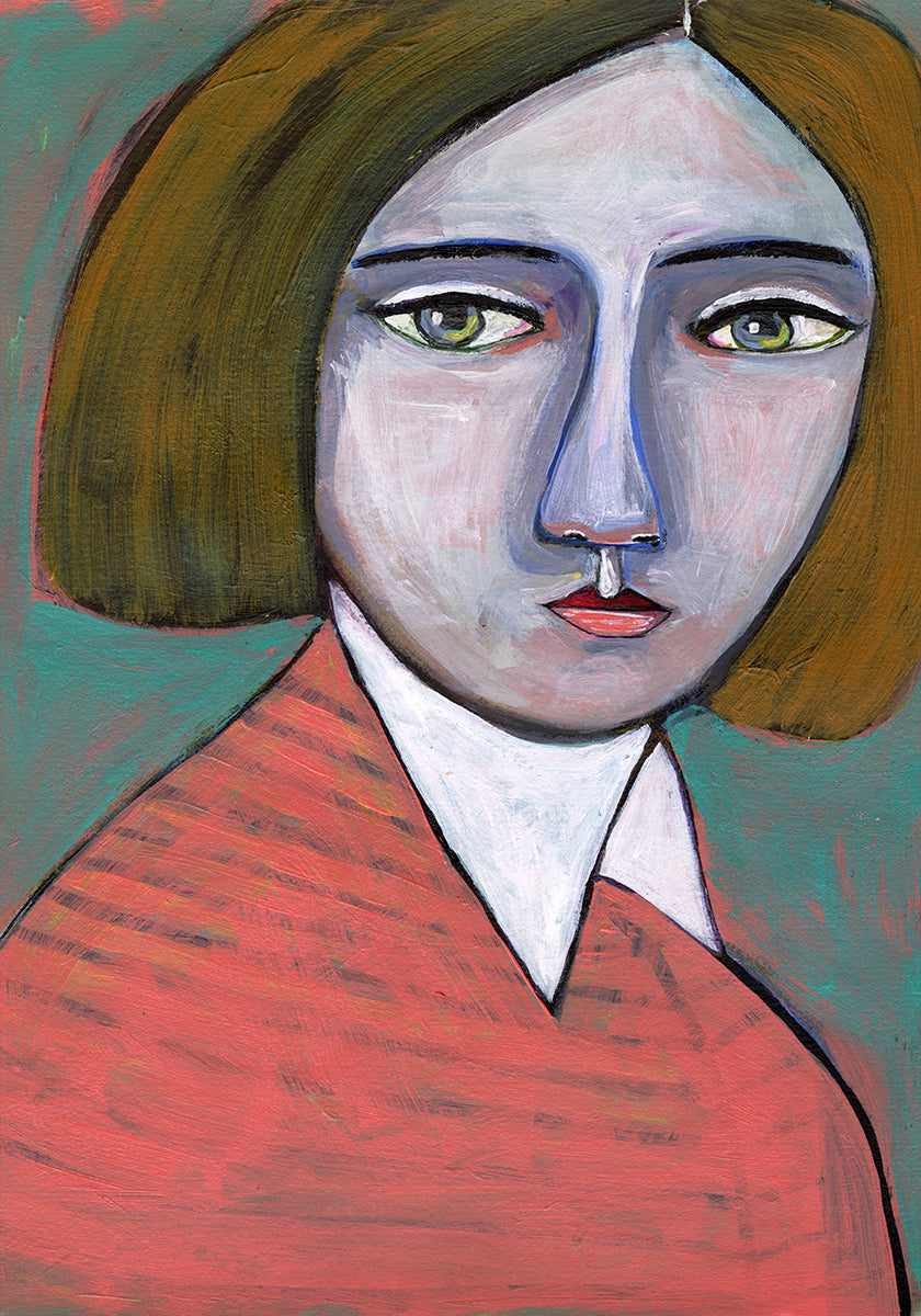 Lady in Melon Jumper Poster