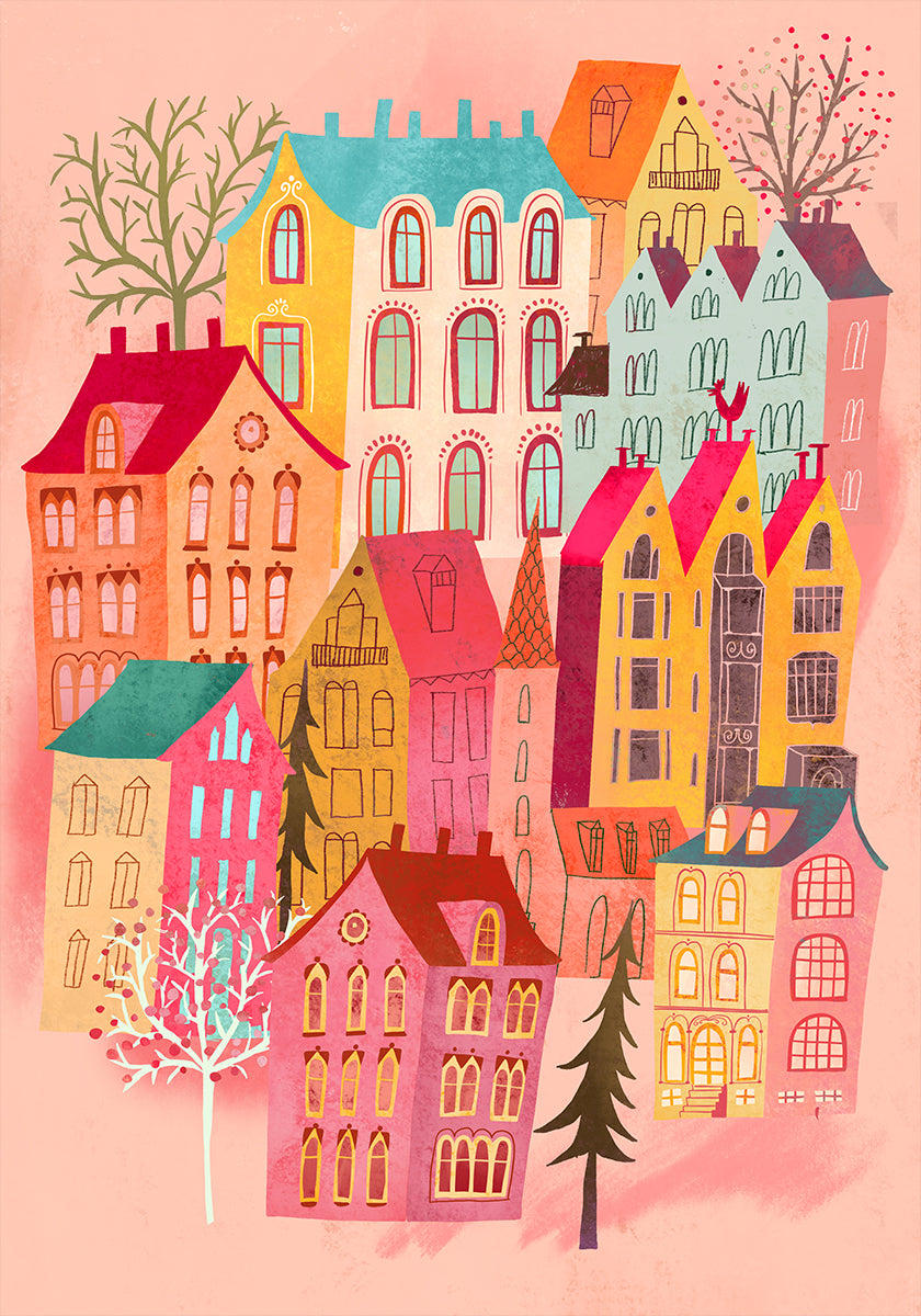 Lovely Pink Village Poster
