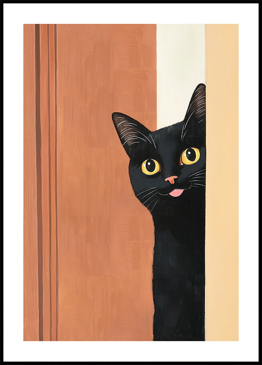 Black Cat Peeking Poster