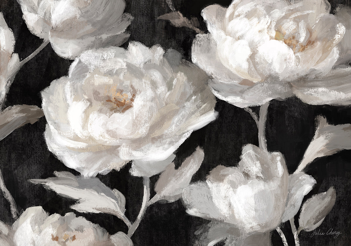 White Peonies On Black Julia Cheney Poster