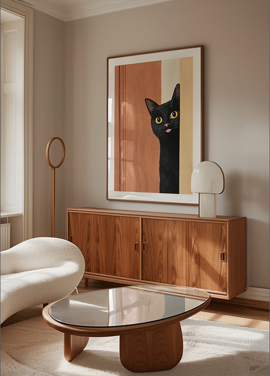 Black Cat Peeking Poster
