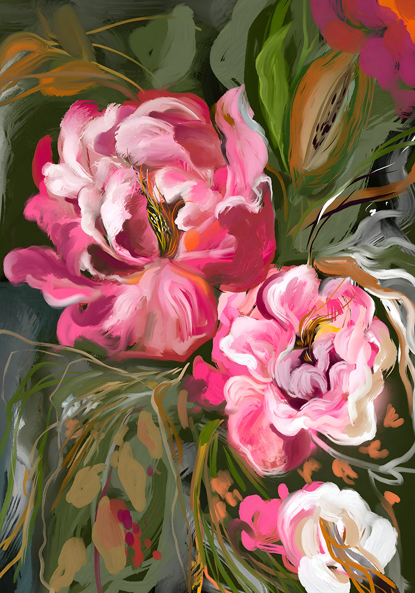 Expressive Pink Peonies Poster