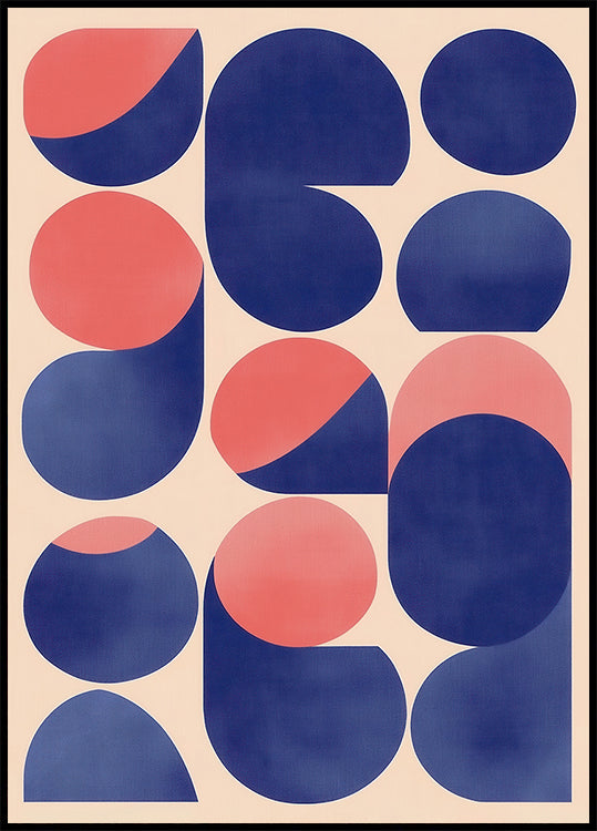 Geometric Abstract Art with Blue and Red Shapes Poster