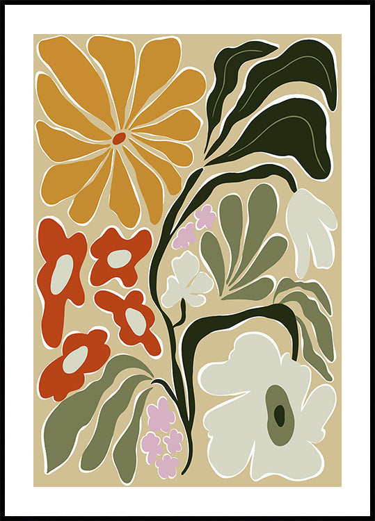 Mid Century Floral Fantasy Poster