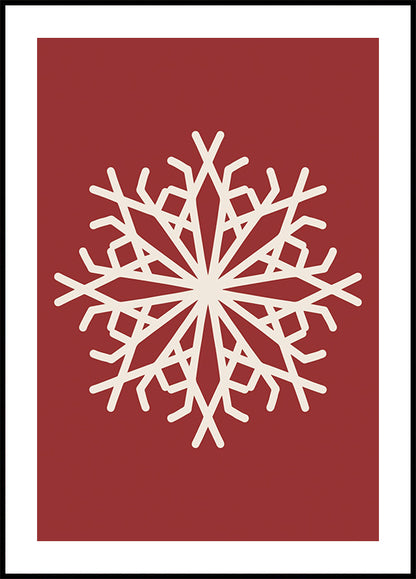 a white snowflake on a red background