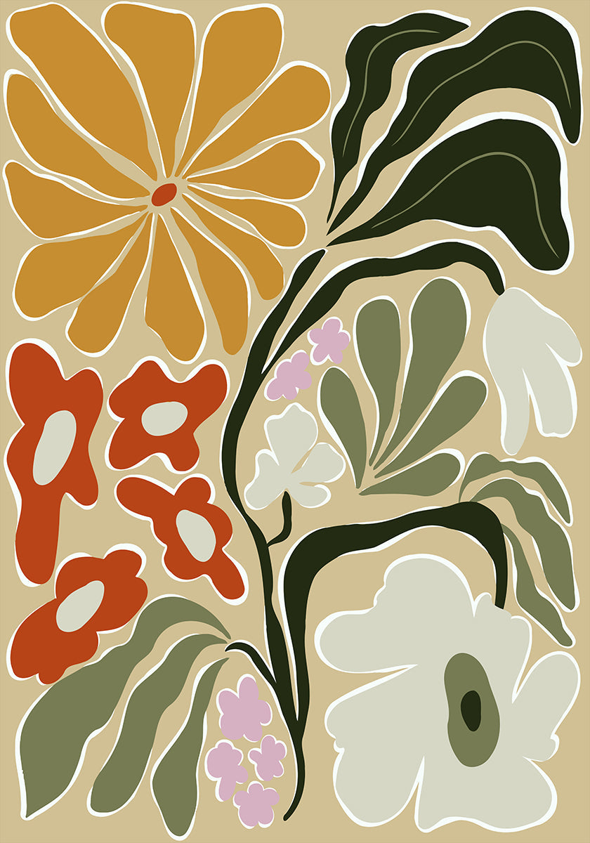 Mid Century Floral Fantasy Poster