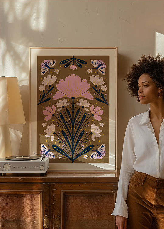 Flowers And Butterflies Poster
