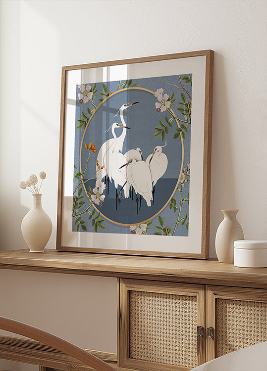 Graceful Egrets' Elegance Poster