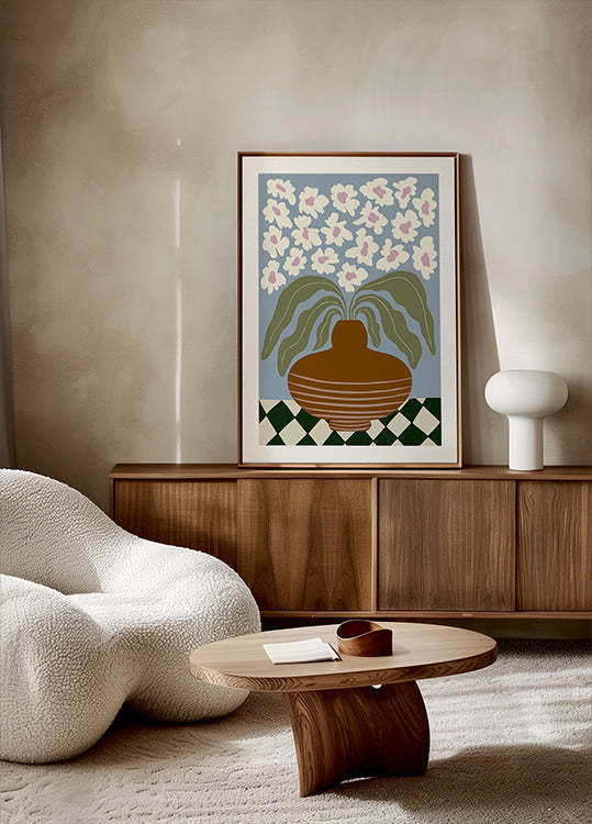 Retro Clay and Flower Poster