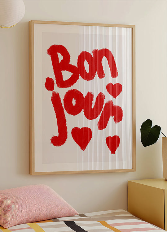 Bonjour Hearts Poster