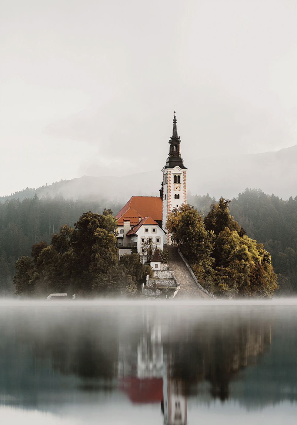 Misty Church on an Island Poster