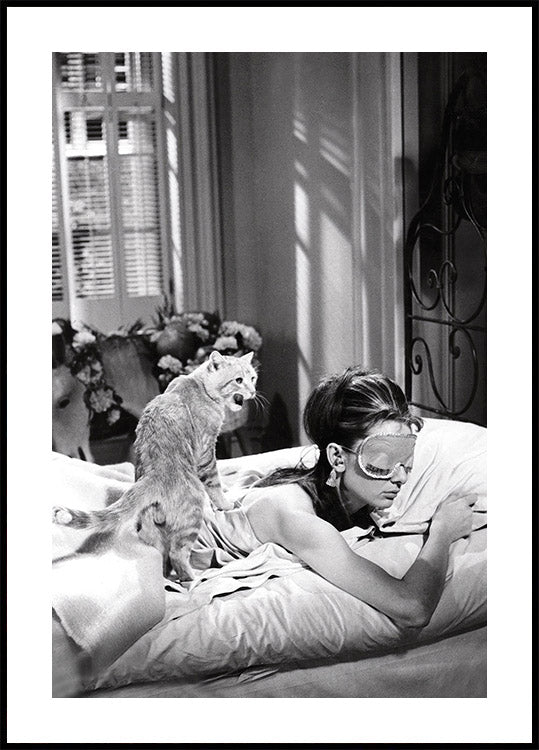 Audrey Hepburn Sleeping With Cat Poster