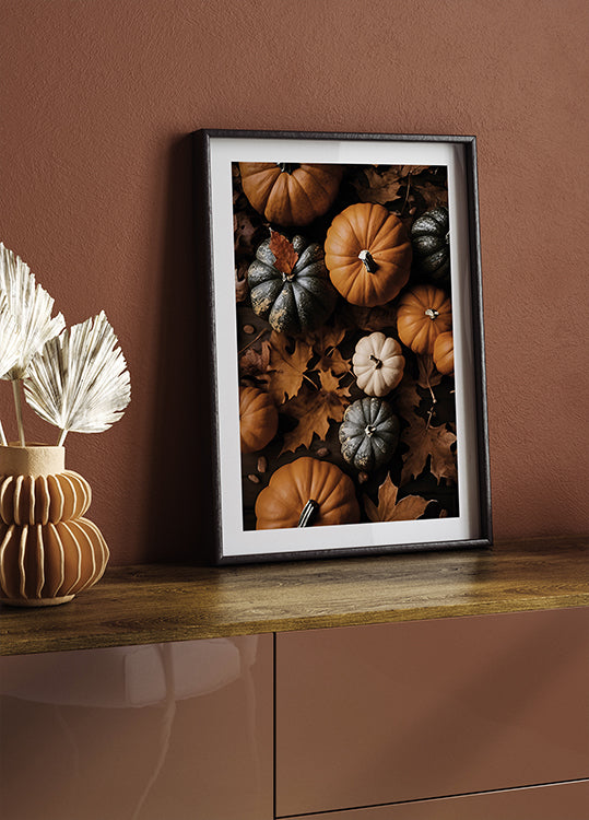 Autumn Pumpkins and Leaves Poster