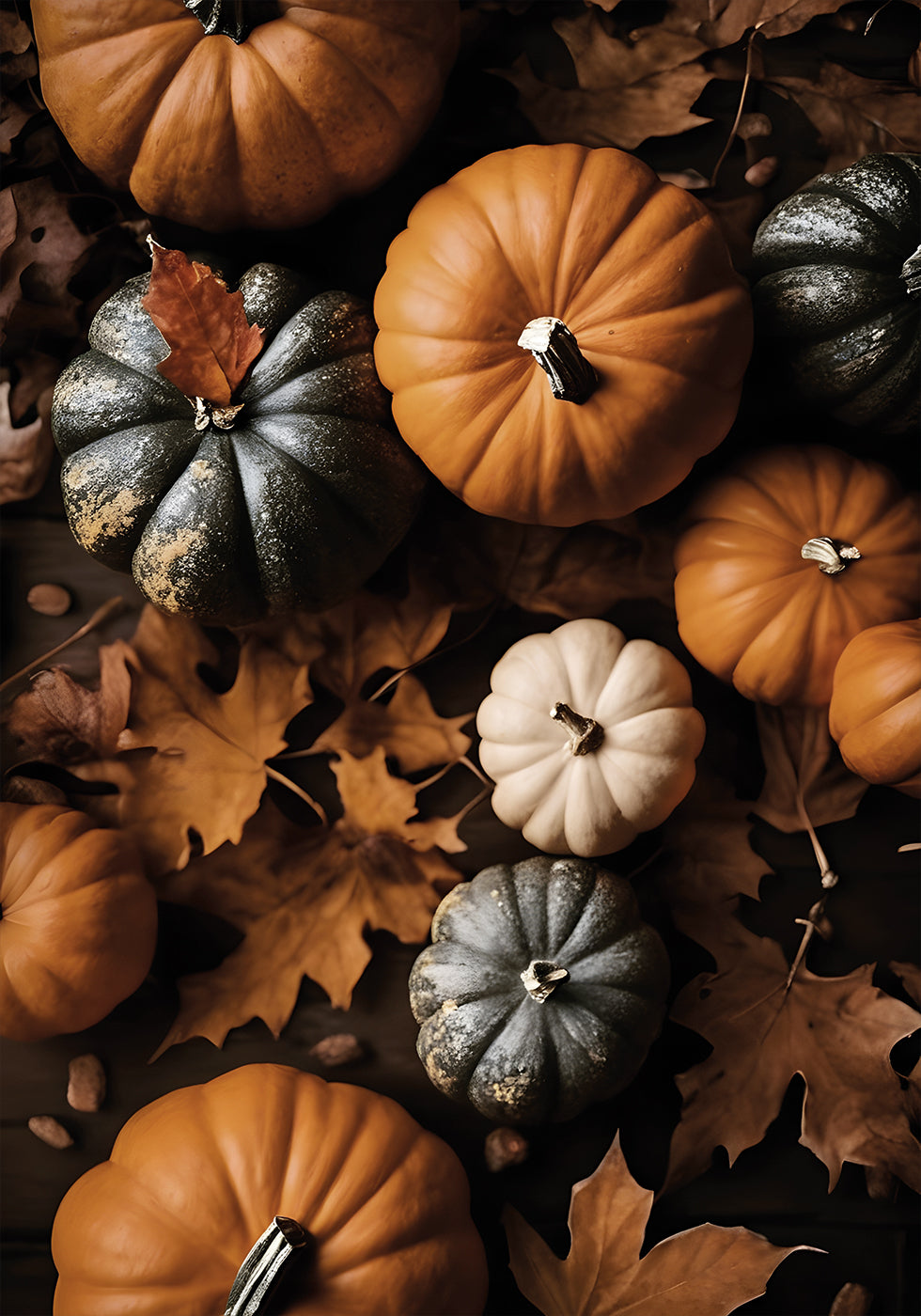 Autumn Pumpkins and Leaves Poster