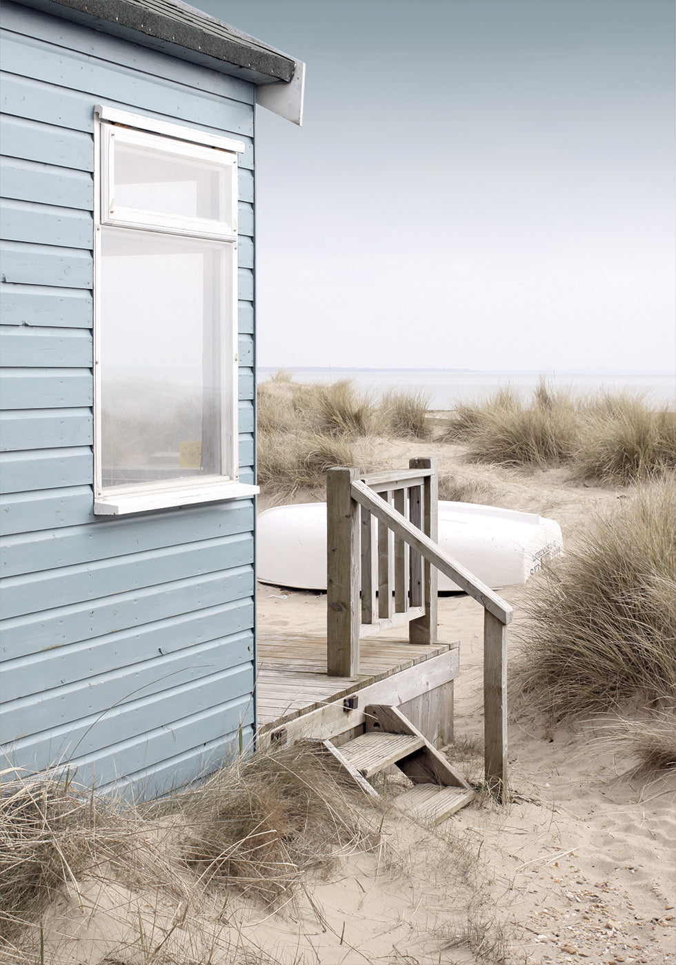 Beach Hut and Boat Poster