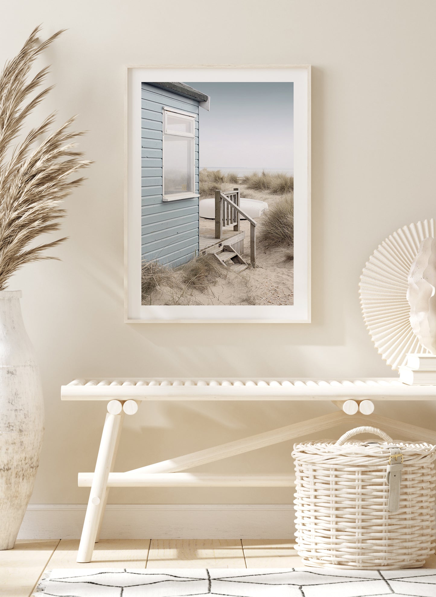 Beach Hut and Boat Poster