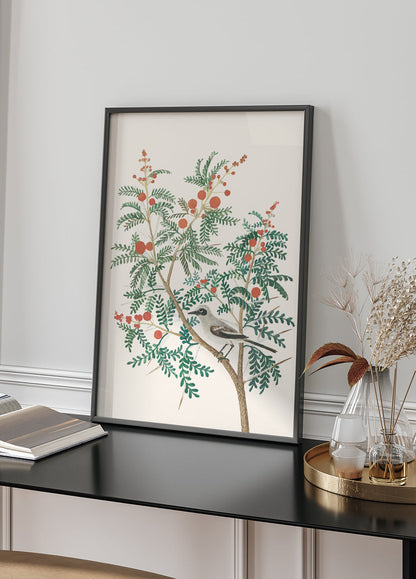 Bird And Red Berries Poster