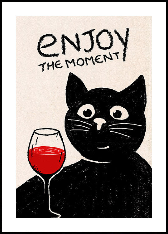 Cat Who Delights in Wine Poster