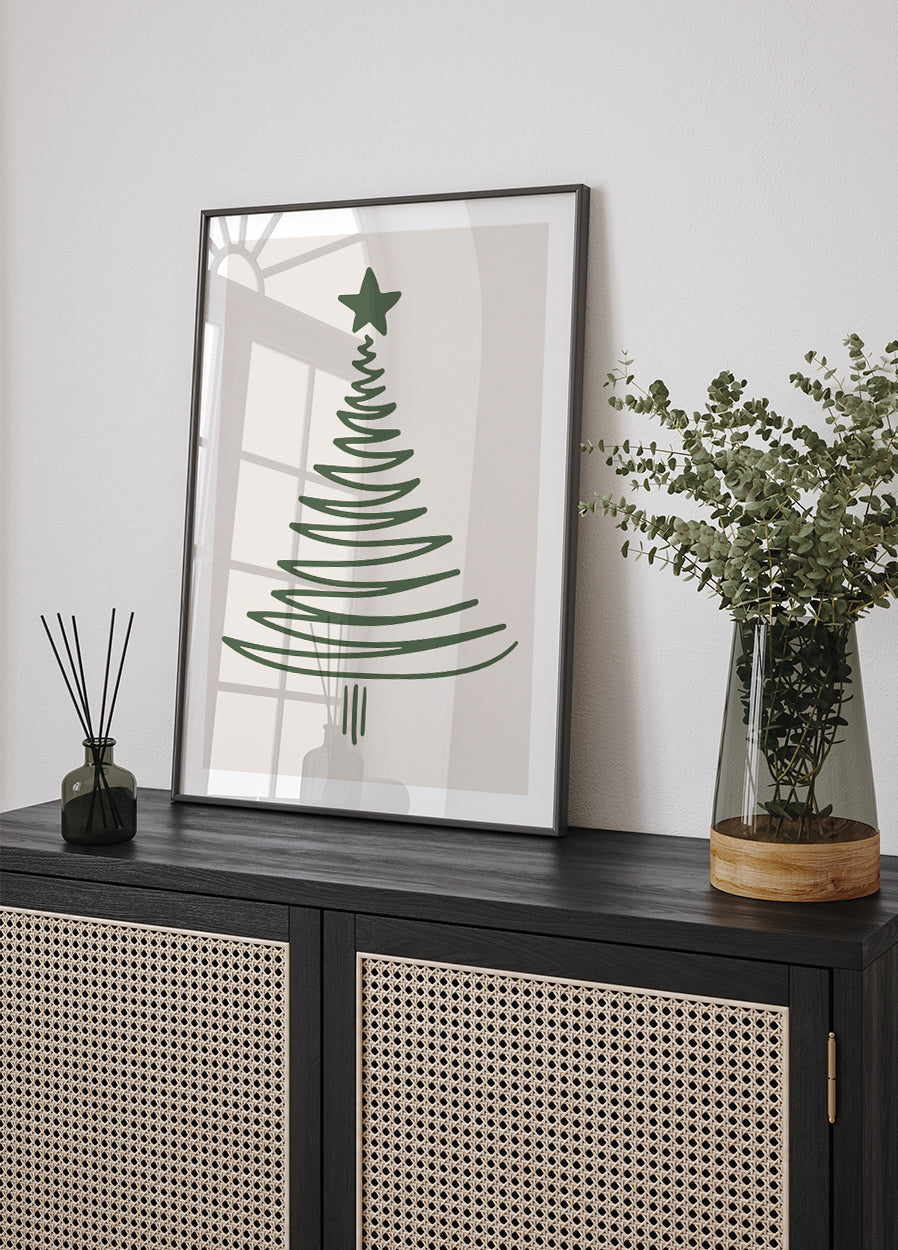 Christmas Tree Line Art Poster