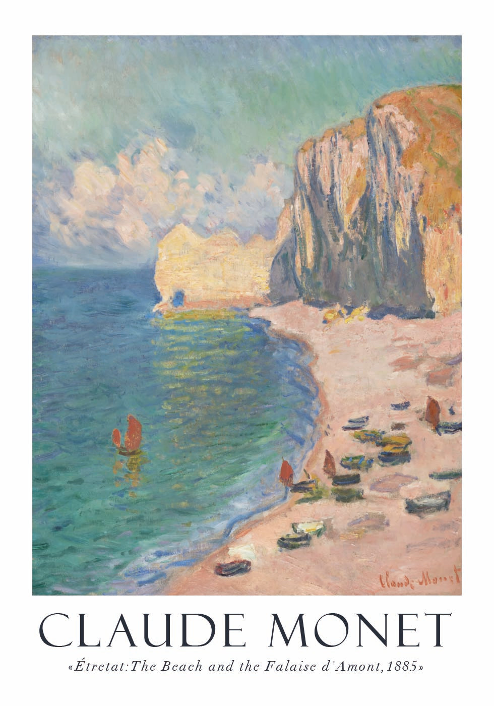 Claude Monet - Étretat, The Beach and the Falaise d'Amont Poster