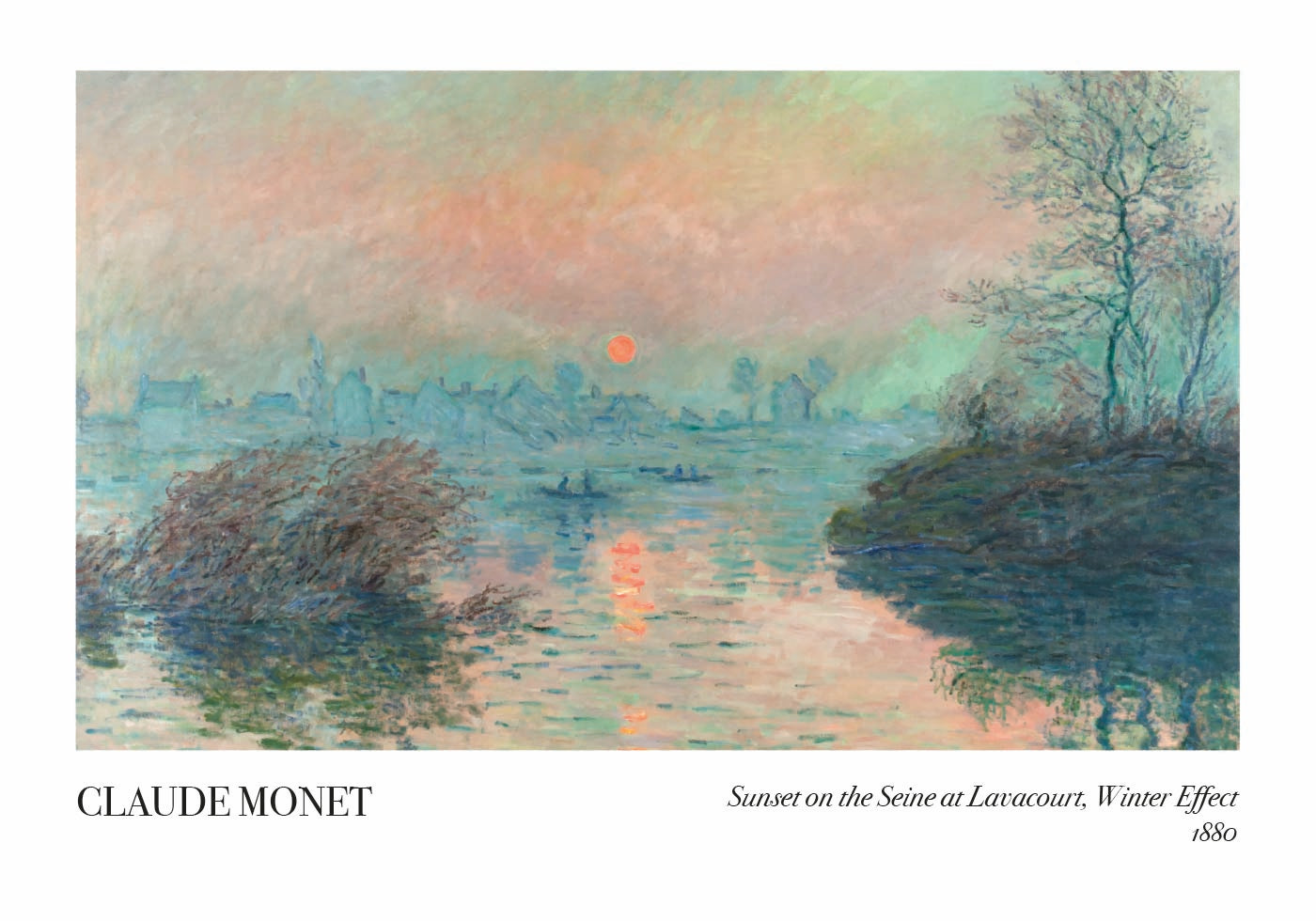 Claude Monet - Sunset on the Seine at Lavacourt, Winter Effect Poster