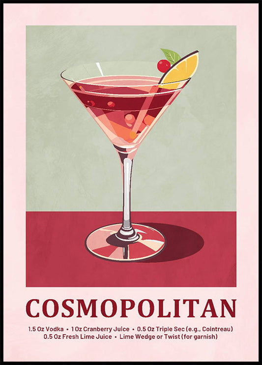 Cosmopolitan Cocktail Recipe Poster