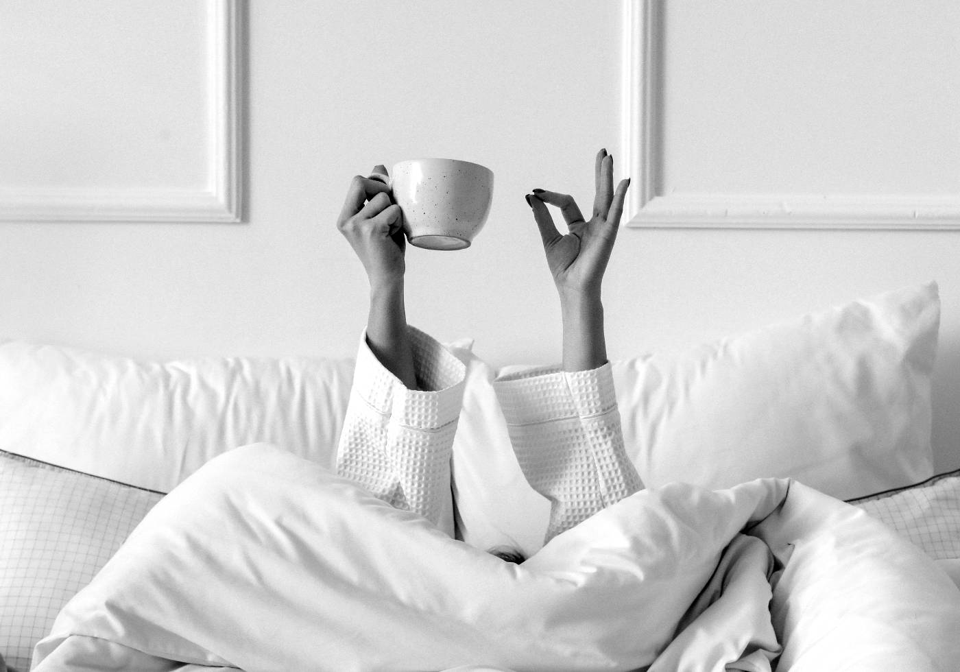 Kaffe i Sengen Svart&Hvit Poster