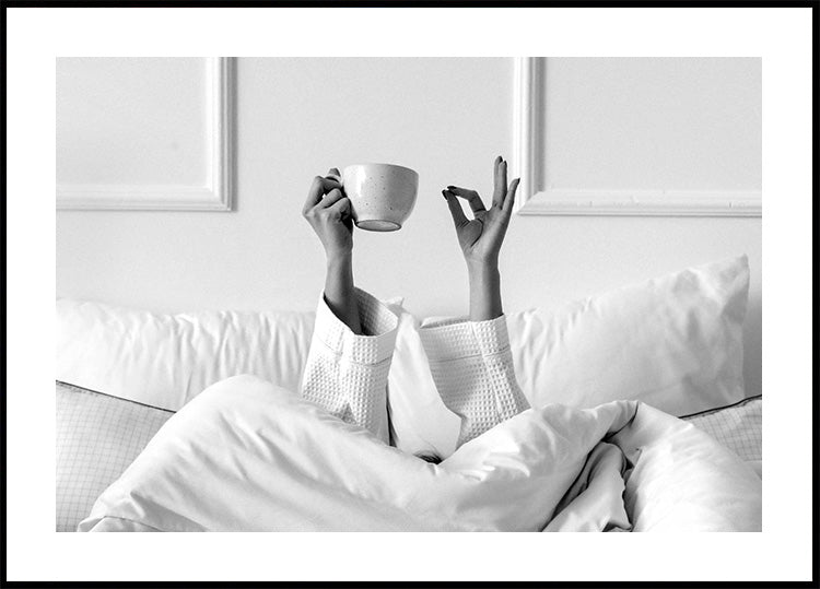 Kaffe i Sengen Svart&Hvit Poster