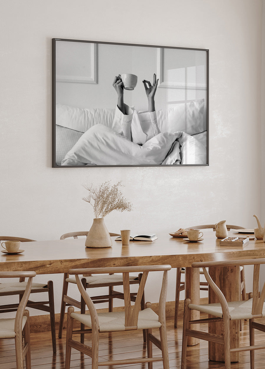 Kaffe i Sengen Svart&Hvit Poster