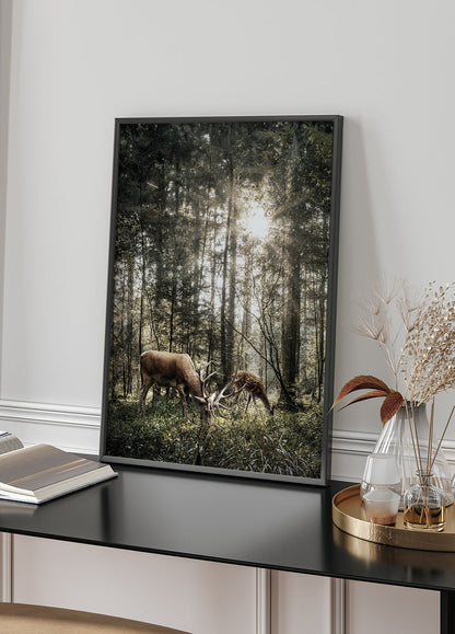 Deer In Forest Poster