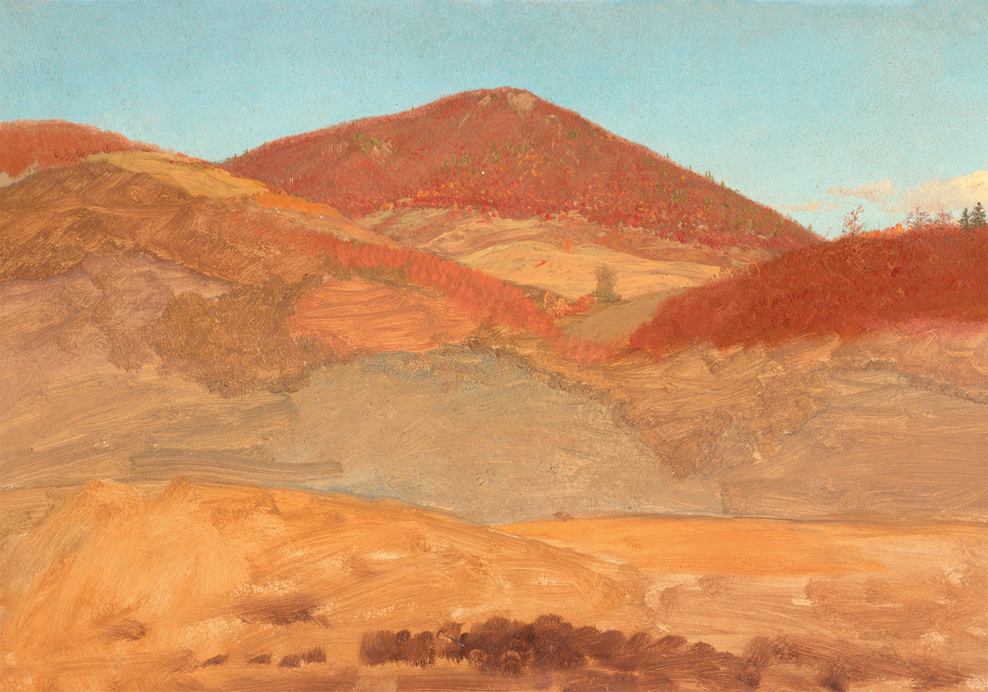 Drawing Hilly Landscape Autumn By Frederic Edwin Church Poster