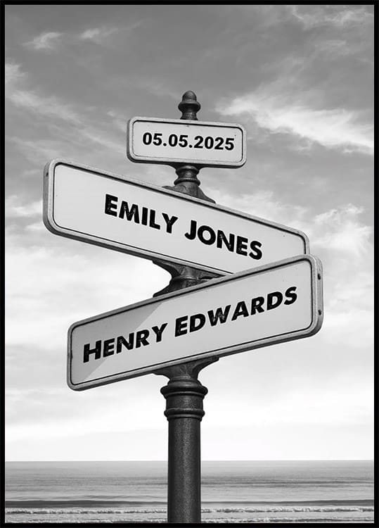 Crossroads of Love, Personalized Signpost Poster