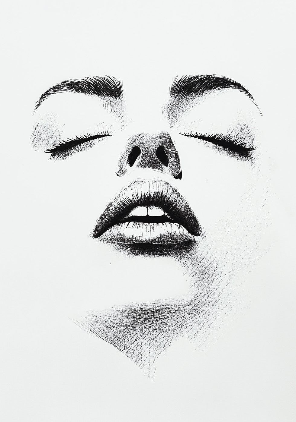 Female Face Fashion Drawing Poster